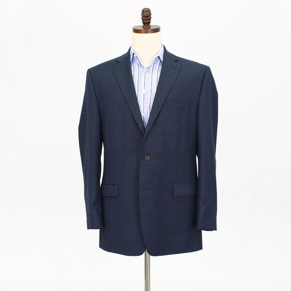 Ralph Lauren 42L Navy Check 2-Button Sport Coat Blazer Jacket T686 - Picture 1 of 11